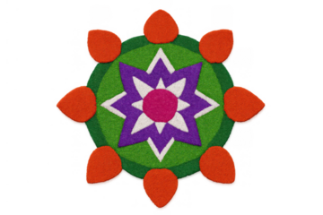Traditional indian rangoli design for diwali festival with colorful patterns and powder art