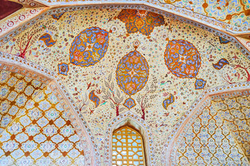 The semi-dome of Reception hall in Ali Qapu palace, Isfahan, Iran