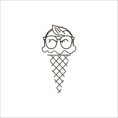Fun sunglasses and ice cream cone icon for summer and treats