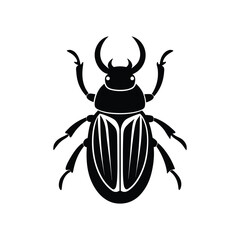 Hercules beetle in simple insect silhouette design Vector illustration