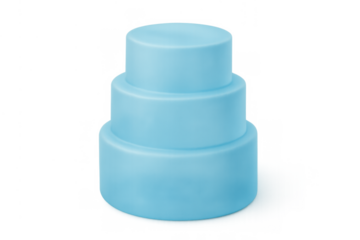 Blue plastic stacking block creating a tiered tower for childhood playtime and creative building games on transparent background