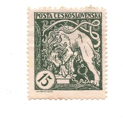 A vintage postage stamp from Czechoslovakia isolated on a white background.