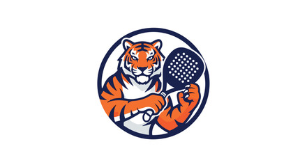 Tiger Holding a padel racket Vector Illustration for Sports and Games