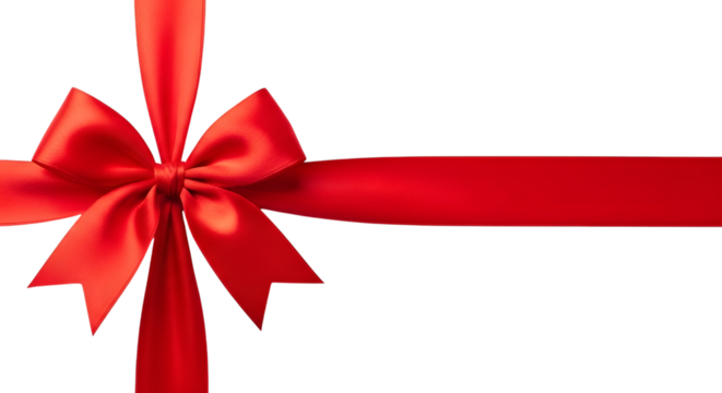 Red ribbon bow isolated on transparent background