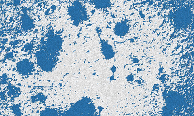 Blue Ink Splatter Grunge Texture on White Paper Background