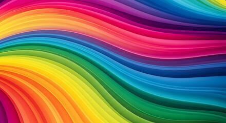 Obraz premium Vibrant rainbow waves abstract background with smooth curves and bright colors