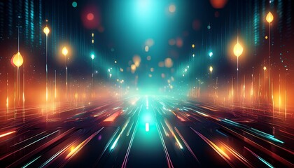 abstract futuristic background with glowing lights and bokeh effect