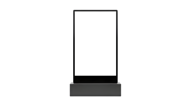 Digital display screen isolated on transparent background