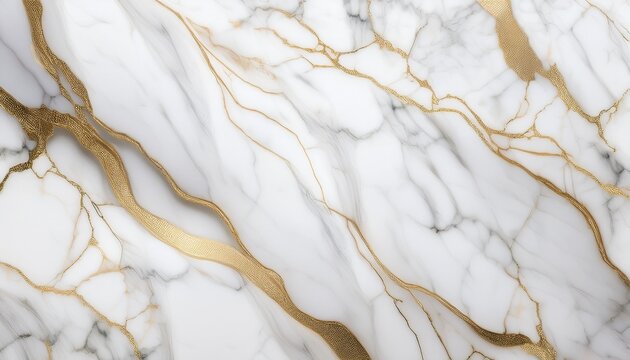 elegant white marble texture with subtle gold veins seamless background for luxury design projects - Powered by Adobe
