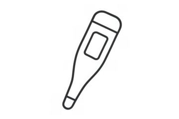 Digital thermometer measuring body temperature, indicating fever or illness for medical health care icon