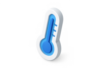 3d cold temperature thermometer showing freezing weather climate, measuring low degree in blue icon