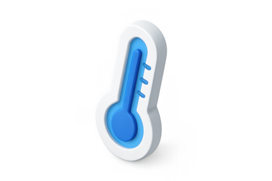 3d cold temperature thermometer showing freezing weather climate, measuring low degree in blue icon