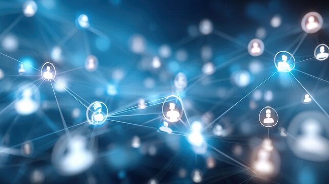 People icons connecting a global network, communicating across social media cyberspace digital