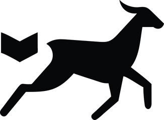 Black silhouette of a running gazelle with a book icon