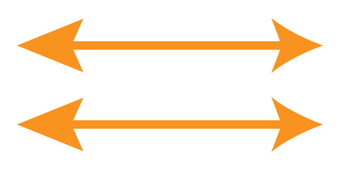 Two orange arrows pointing in opposite directions on a white background.
