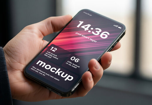 Close-Up Smartphone Mockup in Hand &ndash; PSD Smart Layer for Mobile UI Designs