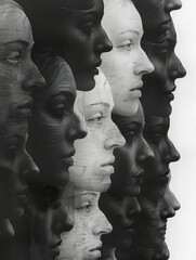 Overlapping faces creating sociology and social relation patterns