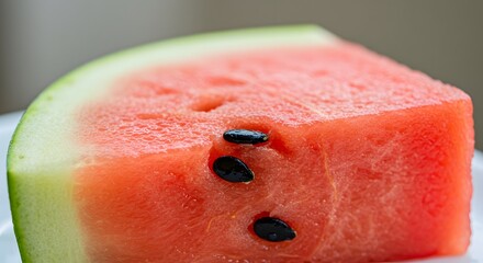 Fresh juicy watermelon slice with seeds close up summer fruit healthy eating refreshment concept food photography