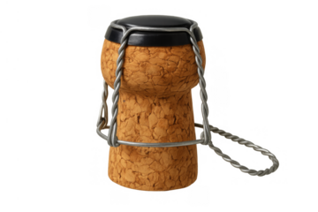 Champagne cork and muselet for sparkling wine bottle, celebrating party and festive event with alcohol