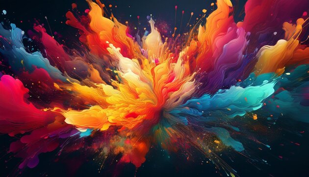 vibrant color explosion against a dark background - Powered by Adobe