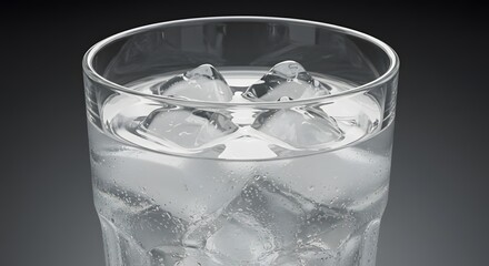 Refreshing glass of water with ice cubes for hydration and cooling beverage photography concept image