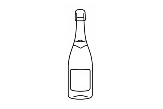 Champagne bottle outline icon celebrating luxury and success, illustrating sparkling wine for new year parties - Powered by Adobe