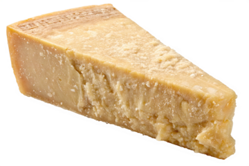 Parmesan Cheese Piece - Italian Parmigiano Reggiano Cheese - A single piece of Parmesan cheese isolated on white