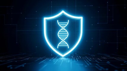 Advanced genetic technology and data protection symbolized by glowing dna shield on digital - Powered by Adobe