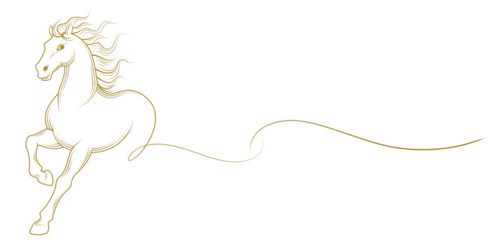 chinese new year horse line art vector
