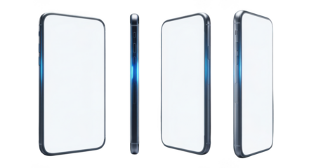 Modern smartphone isolated on transparent background for mockup design