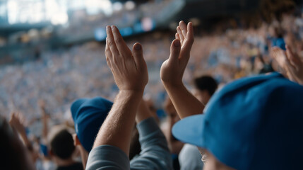 Close-up of waving hands and smiling faces in the stands — heartfelt tribute to determination, belonging, and local sportsmanship. cinematic color correction, natural uneven lighting yet gentle