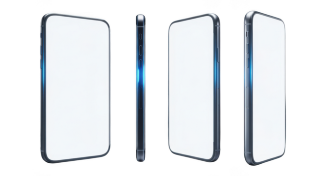 Modern smartphone isolated on transparent background for mockup design