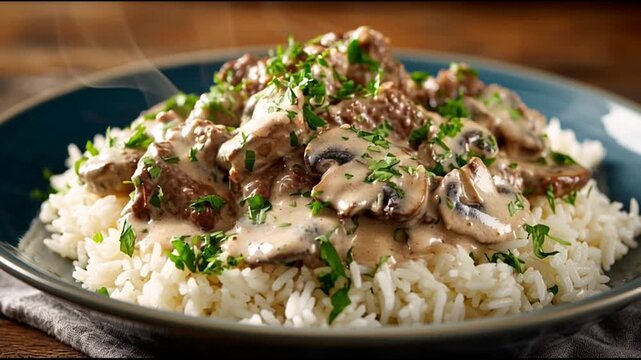 Beef Stroganoff With Creamy Mushroom Sauce And