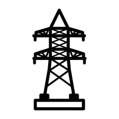 Electric Power Transmission Tower Icon – High Voltage Pylon Vector