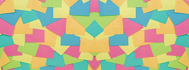 Colorful sticky notes on the board. Office work or reminder concepts.