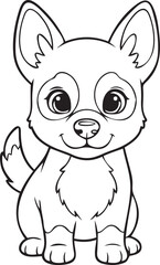 Silhouette of a baby German Shepherd on White Background