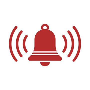 Red alert bell icon with sound waves