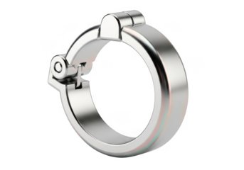 Silver metal clamp with hinge mechanism isolated on transparent background