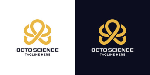 Octo Science Logo Simple. Octopus + Atom