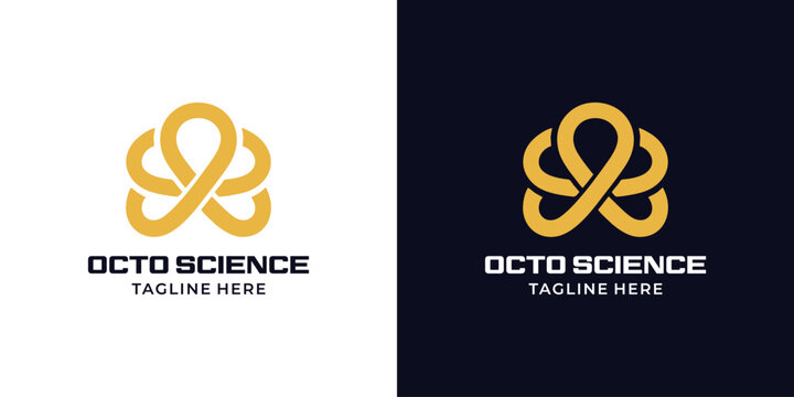 Octo Science Logo Simple. Octopus + Atom