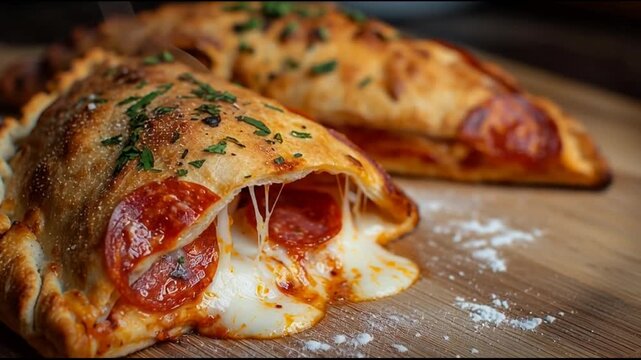 Pepperoni Calzone With Melted Mozzarella