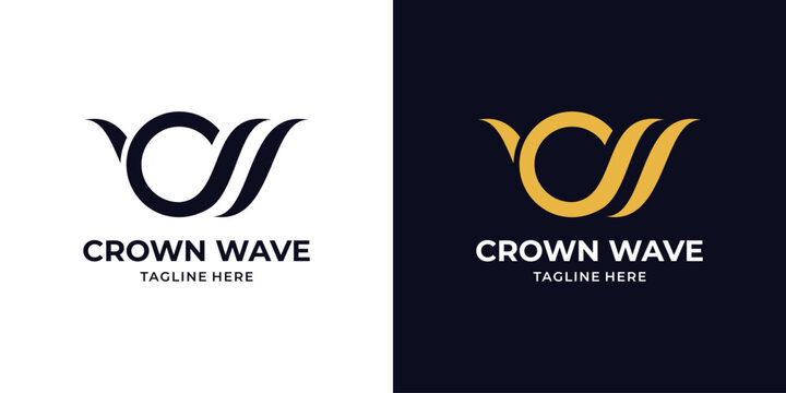 Crown Wave Logo Initial CW