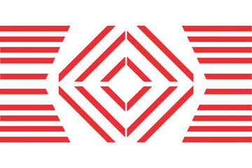 Abstract geometric pattern with red lines on a white background.