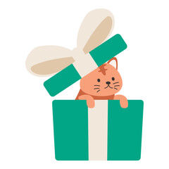 This cat inside the gift box illustration is suitable for Christmas Cat.