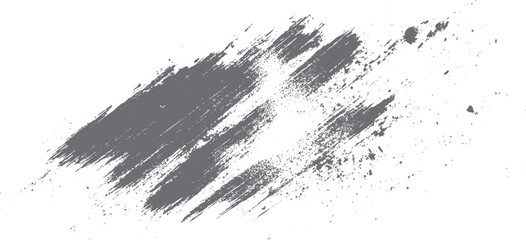 Gray textured brush stroke with scattered speckles on a white background abstract grunge pattern vector