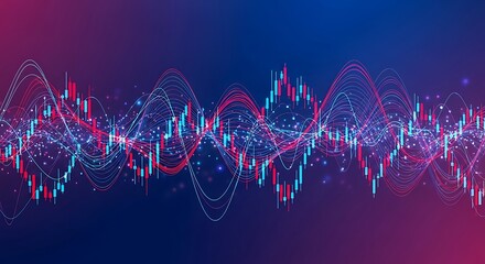 Abstract digital sound wave visualization with vibrant neon colors