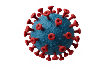 Coronavirus cell structure causing global pandemic, impacting health and economy, with transparent background
