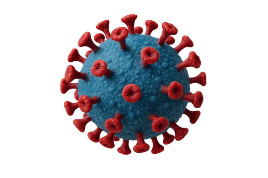 Coronavirus cell structure causing global pandemic, impacting health and economy, with transparent background