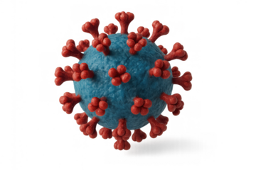 Covid-19 virus cell, a pathogen causing widespread pandemic disease, showing intricate details, transparent background