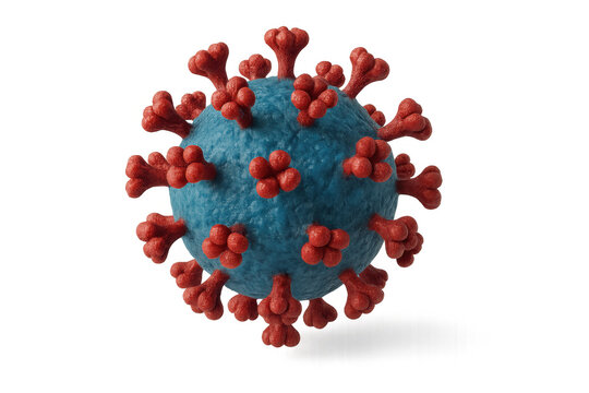 Covid-19 virus cell, a pathogen causing widespread pandemic disease, showing intricate details, transparent background